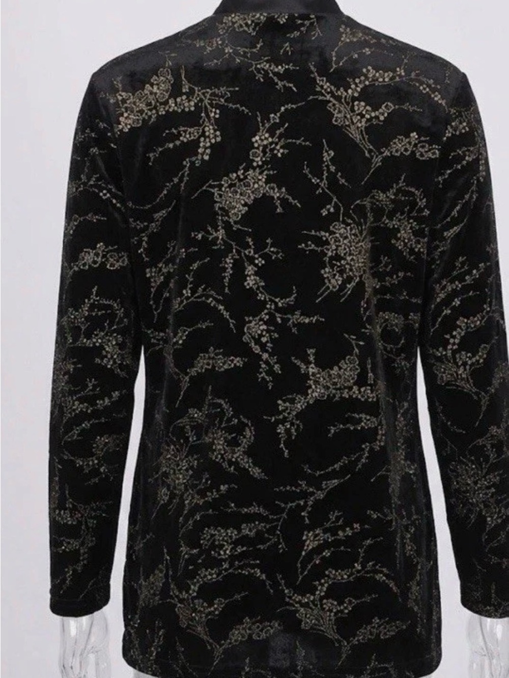 Rare Vintage R&M Richards Velvet Jacket Black Floral Glitter Made in USA Size 14 - Picture 3 of 15